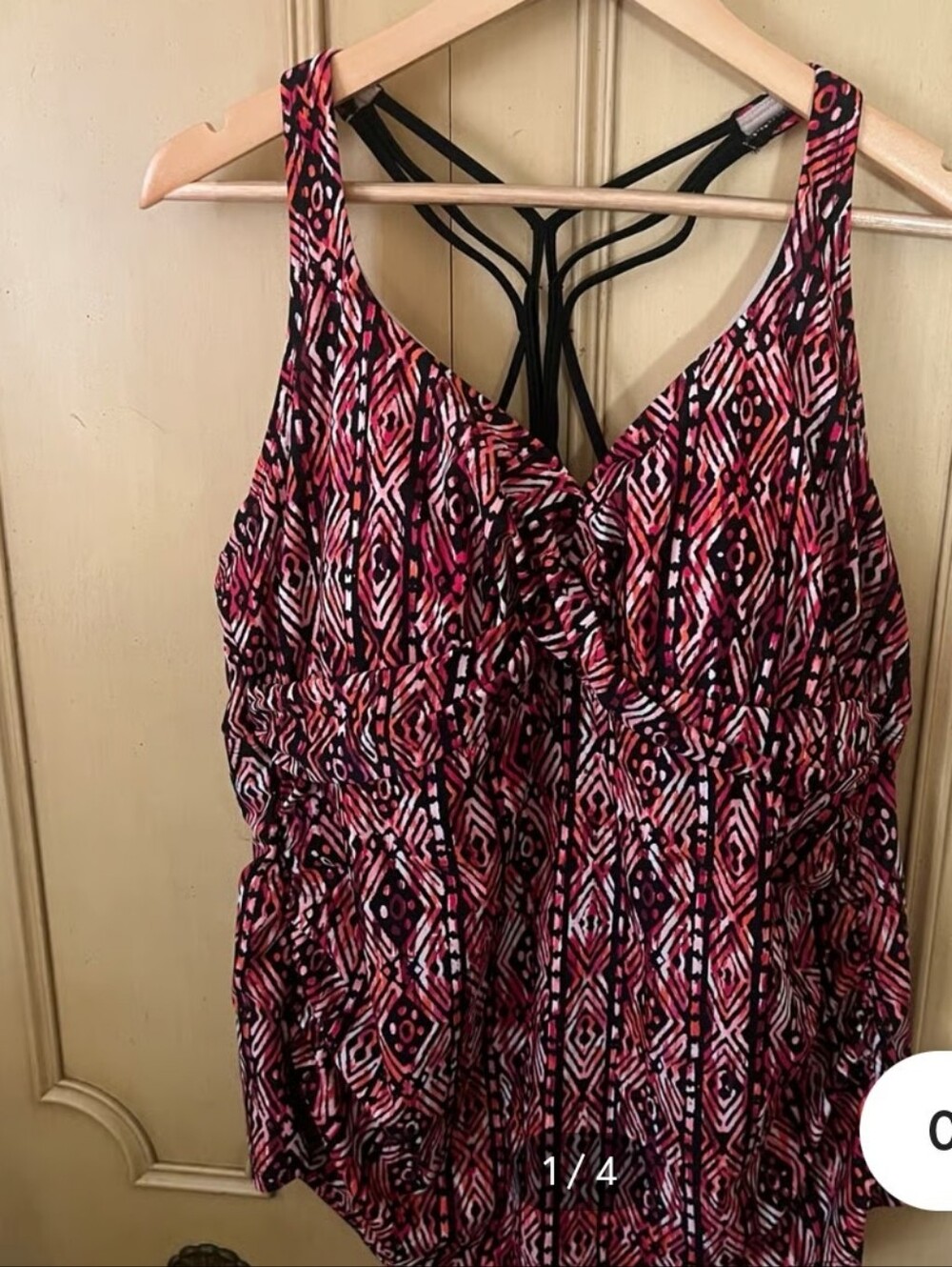 Ava & Viv Pink and Black Geometric Sleeveless Tinkini